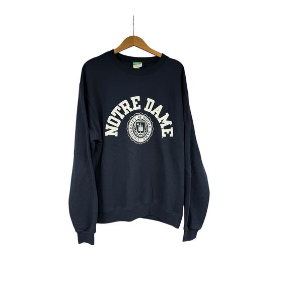 Notre Dame Navy Blue Champion Eco Fleece Sweatshirt Unisex Fit Size Large - Picture 1 of 6